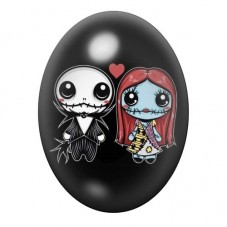 Cabochon en Verre Illustré Jack et Sally Gothique 13x18, 18x25 ou 30x40mm  pour la Création de Bijoux Fantaisie - DIY