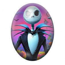 Cabochon en Verre Illustré Jack Skellington sur Fond Rose et Violet 13x18, 18x25 ou 30x40mm pour la création de bijoux fantaisie