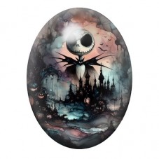 Cabochon en Verre Illustré Jack devant le Château en Aquarelle 13x18, 18x25 ou 30x40mm pour la création de bijoux fantaisie - DI
