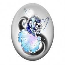 Cabochon en Verre Illustré Emily des Noces Funèbres au Petit Crâne 13x18, 18x25 ou 30x40mm pour la création de bijoux fantaisie 