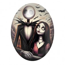 Cabochon en Verre Illustré Jack et Sally Gothique 13x18, 18x25 ou 30x40mm  pour la Création de Bijoux Fantaisie - DIY