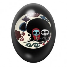 Cabochon en Verre Illustré Jack et Sally Gothique 13x18, 18x25 ou 30x40mm  pour la Création de Bijoux Fantaisie - DIY