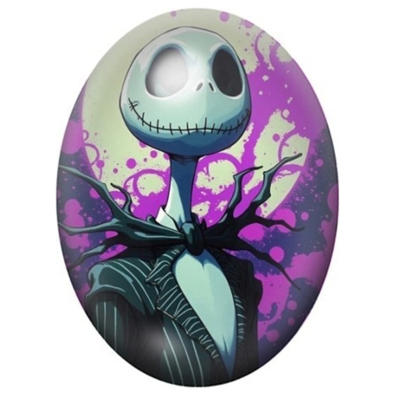 Cabochon en Verre Illustré Jack Skellington sur Fond Violet Éclaboussé 13x18, 18x25 ou 30x40mm