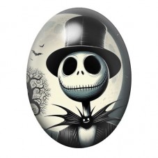 Cabochon en Verre Illustré Jack Skellington au Chapeau Noir 13x18, 18x25 ou 30x40mm pour la création de bijoux fantaisie - DIY