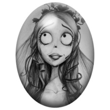 Cabochon en Verre Illustré Emily des Noces Funèbres au Crayon 13x18, 18x25 ou 30x40mm pour la création de bijoux fantaisie - DIY
