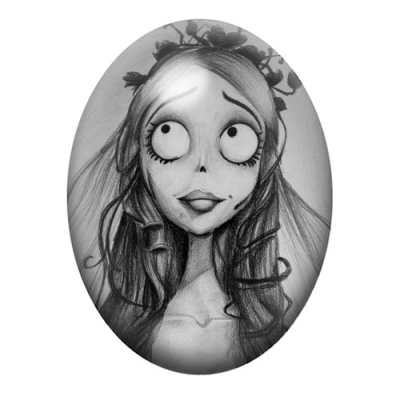 Cabochon en Verre Illustré Noces Funèbres Gothique 13x18, 18x25 ou 30x40mm