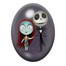 Cabochon en Verre Illustré Jack et Sally Gothique 13x18, 18x25 ou 30x40mm  pour la Création de Bijoux Fantaisie - DIY