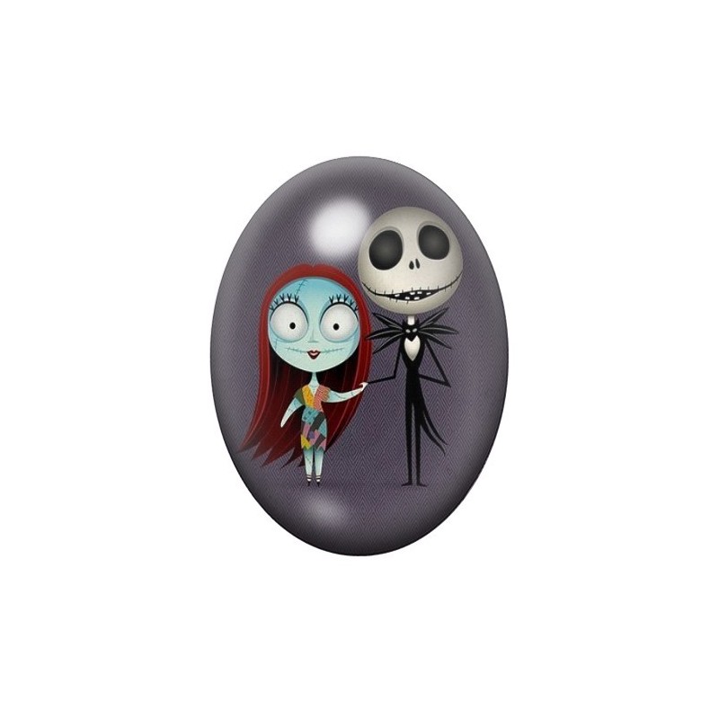 Cabochon en Verre Illustré Jack et Sally Gothique 13x18, 18x25 ou 30x40mm