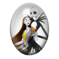 Cabochon en Verre Illustré Jack et Sally Main dans la Main 13x18, 18x25 ou 30x40mm pour la création de bijoux fantaisie - DIY