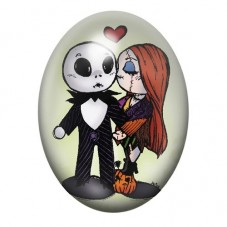 Cabochon en Verre Illustré Jack et Sally Gothique 13x18, 18x25 ou 30x40mm  pour la Création de Bijoux Fantaisie - DIY