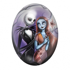 Cabochon en Verre Illustré Jack et Sally Gothique 13x18, 18x25 ou 30x40mm  pour la Création de Bijoux Fantaisie - DIY