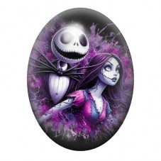 Cabochon en Verre Illustré Jack et Sally en Aquarelle Violette 13x18, 18x25 ou 30x40mm pour la création de bijoux fantaisie - DI