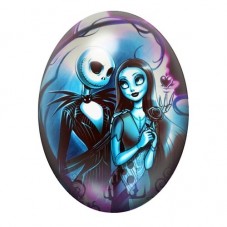 Cabochon en Verre Illustré Jack et Sally Gothique 13x18, 18x25 ou 30x40mm  pour la Création de Bijoux Fantaisie - DIY