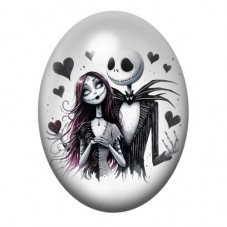 Cabochon en Verre Illustré Jack et Sally Gothique 13x18, 18x25 ou 30x40mm  pour la Création de Bijoux Fantaisie - DIY