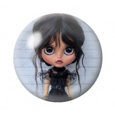 Cabochons en Verre Illustré Mercredi Blythe Gothique 12 à 25mm  pour la Création de Bijoux Fantaisie - DIY