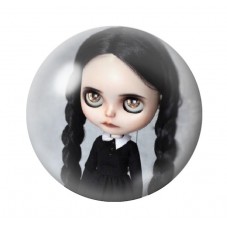 Cabochons en Verre Illustré Mercredi Blythe Gothique 12 à 25mm  pour la Création de Bijoux Fantaisie - DIY