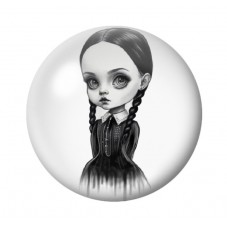 Cabochons en Verre Illustré Mercredi Gothique 12 à 25mm  pour la Création de Bijoux Fantaisie - DIY