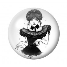 Cabochons en Verre Illustré Mercredi Gothique 12 à 25mm  pour la Création de Bijoux Fantaisie - DIY