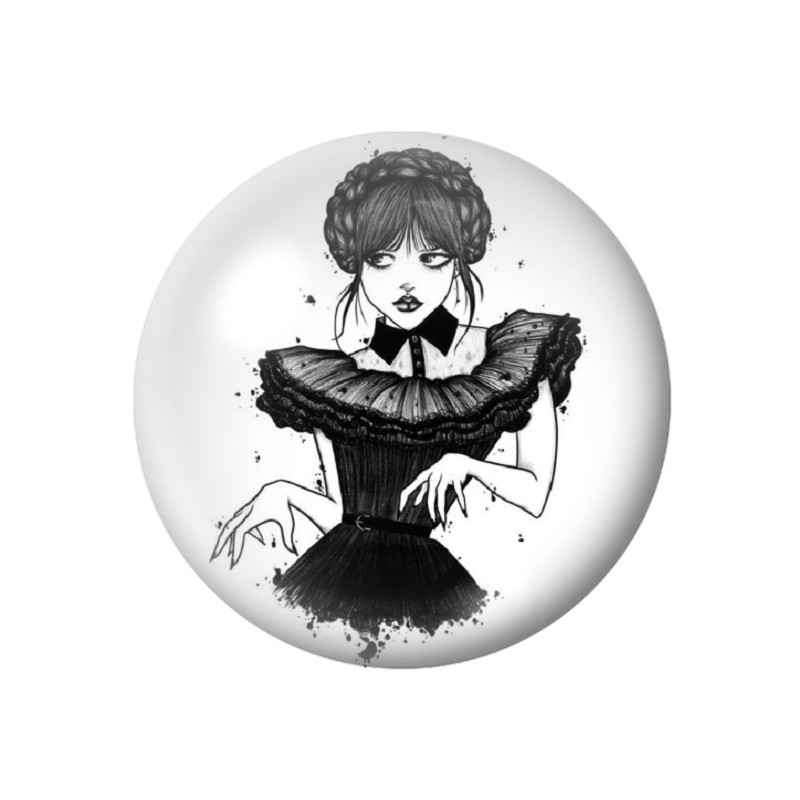 Cabochons en Verre Illustré Mercredi Gothique 12 à 25mm