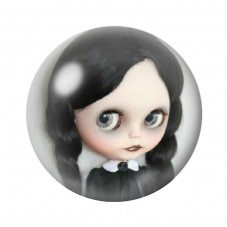 Cabochons en Verre Illustré Mercredi Blythe Gothique 12 à 25mm  pour la Création de Bijoux Fantaisie - DIY