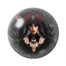 Cabochons en Verre Illustré Mercredi Gothique 12 à 25mm  pour la Création de Bijoux Fantaisie - DIY