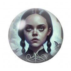 Cabochons en Verre Illustré Mercredi Gothique 12 à 25mm  pour la Création de Bijoux Fantaisie - DIY