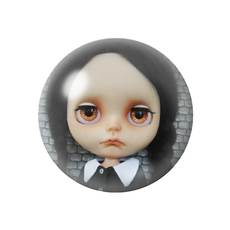 Cabochons en Verre Illustré Mercredi Blythe Gothique 12 à 25mm