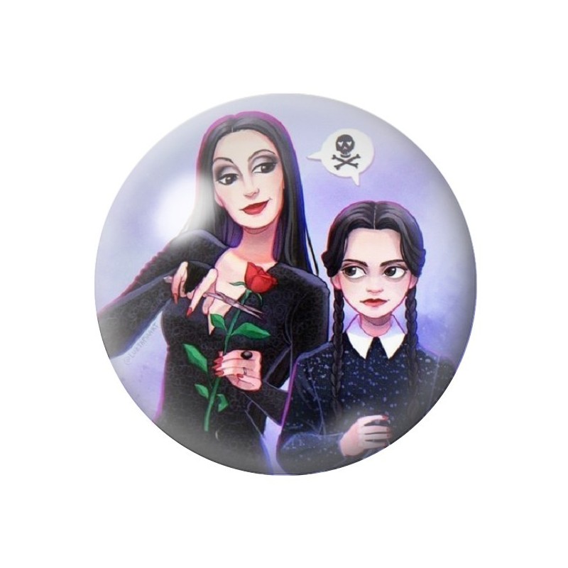 Cabochons en Verre Illustré Mercredi Gothique 12 à 25mm