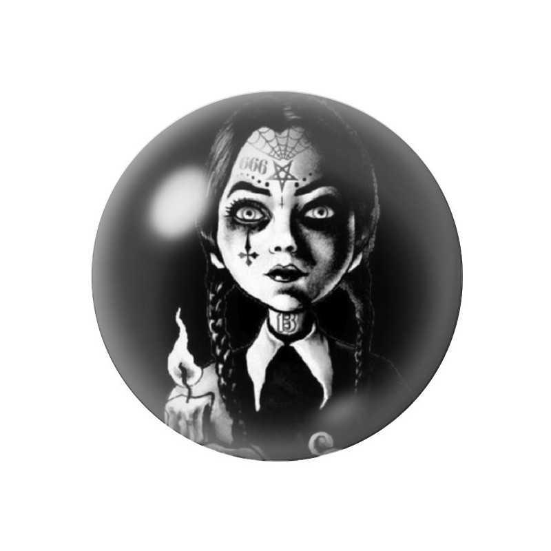 Cabochons en Verre Illustré Mercredi Gothique 12 à 25mm