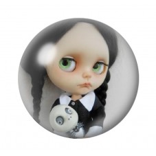 Cabochons en Verre Illustré Mercredi Jack Blythe Gothique 12 à 25mm  pour la Création de Bijoux Fantaisie - DIY