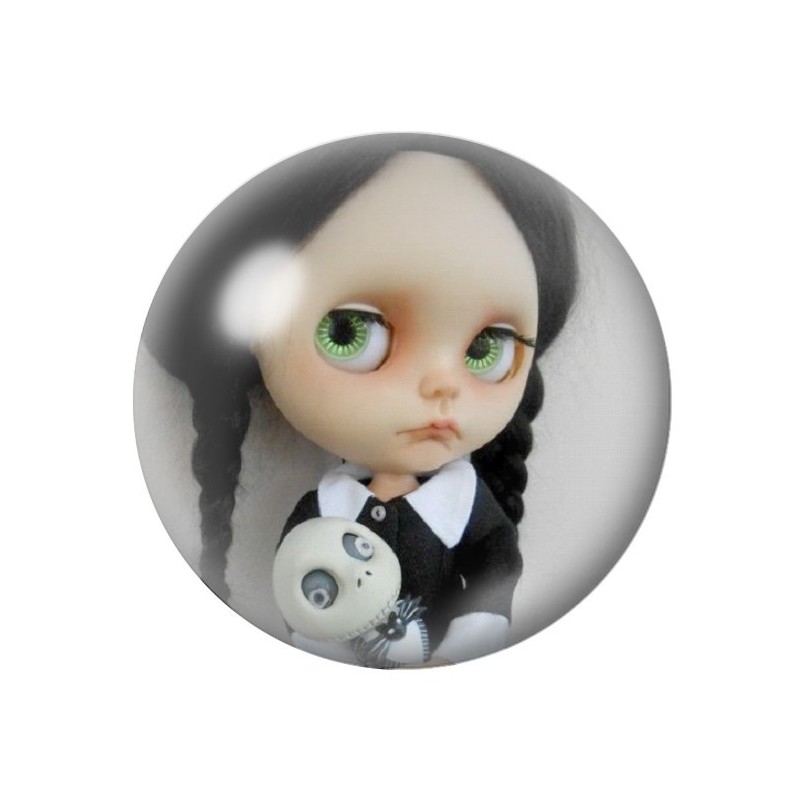 Cabochons en Verre Illustré Mercredi Jack Blythe Gothique 12 à 25mm