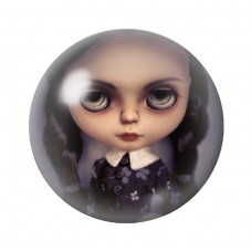 Cabochons en Verre Illustré Mercredi Blythe Gothique 12 à 25mm  pour la Création de Bijoux Fantaisie - DIY