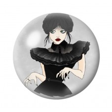 Cabochons en Verre Illustré Mercredi Gothique 12 à 25mm  pour la Création de Bijoux Fantaisie - DIY