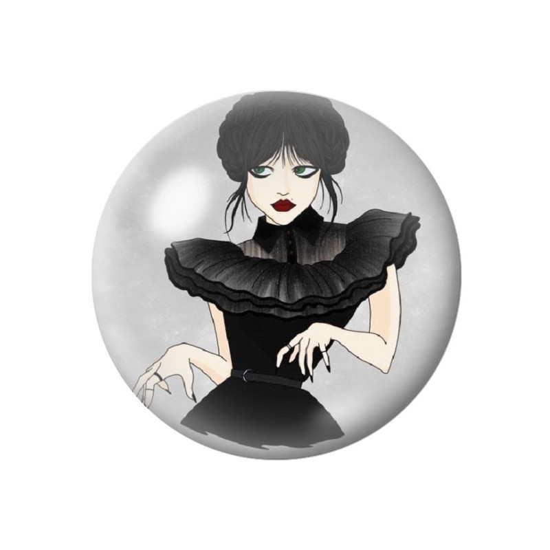 Cabochons en Verre Illustré Mercredi Gothique 12 à 25mm