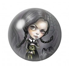 Cabochons en Verre Illustré Mercredi Gothique 12 à 25mm  pour la Création de Bijoux Fantaisie - DIY