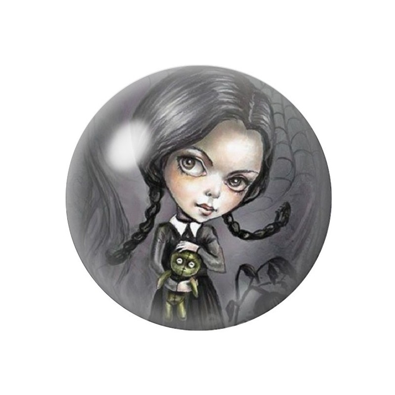 Cabochons en Verre Illustré Mercredi Gothique 12 à 25mm