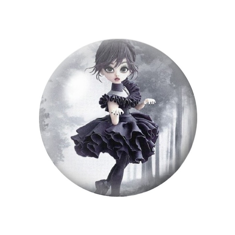 Cabochons en Verre Illustré Mercredi Gothique 12 à 25mm