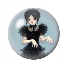 Cabochons en Verre Illustré Mercredi Gothique 12 à 25mm  pour la Création de Bijoux Fantaisie - DIY