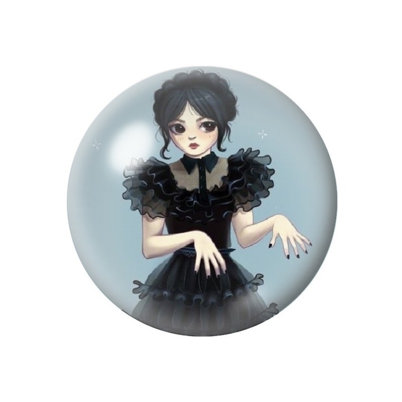 Cabochons en Verre Illustré Mercredi Gothique 12 à 25mm