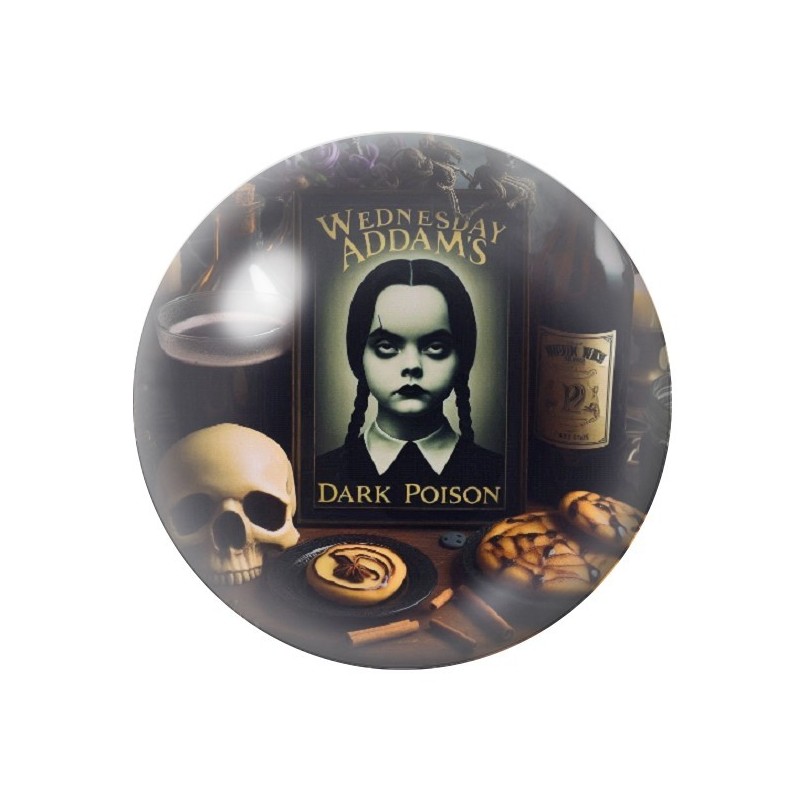 Cabochons en Verre Illustré Mercredi Gothique 12 à 25mm