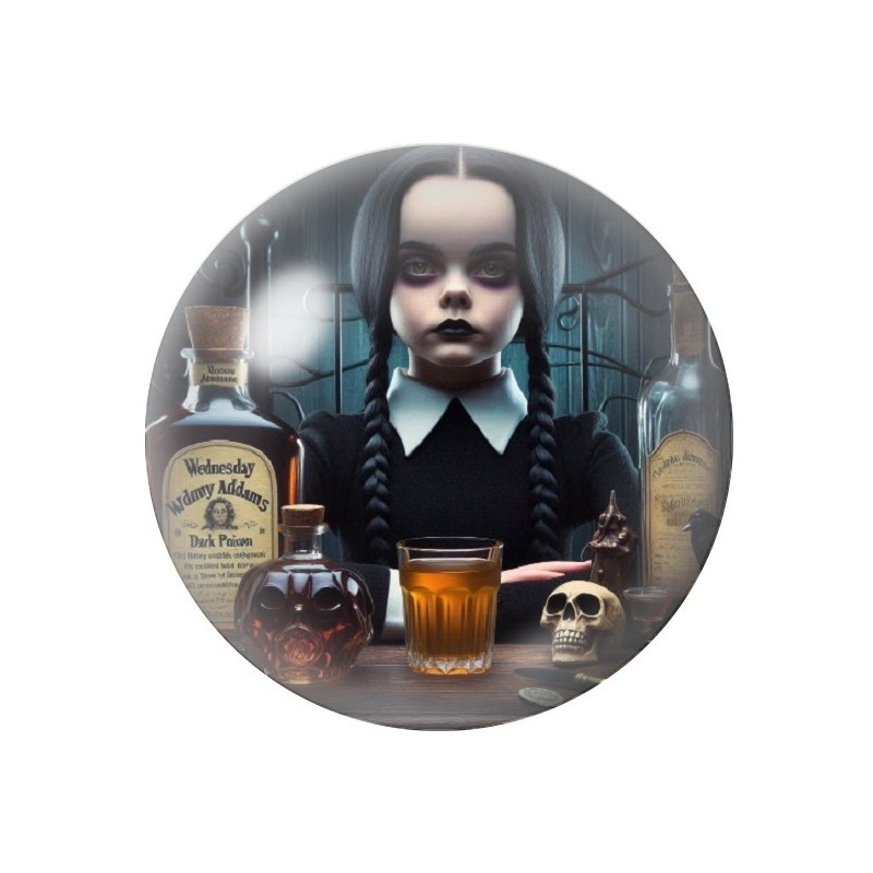 Cabochons en Verre Illustré Mercredi Gothique 12 à 25mm