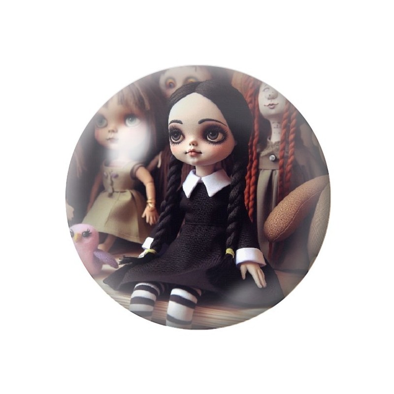 Cabochons en Verre Illustré Mercredi Gothique 12 à 25mm