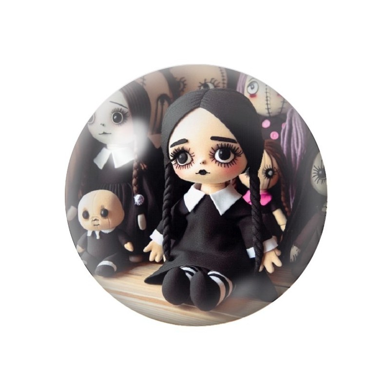 Cabochons en Verre Illustré Mercredi Gothique 12 à 25mm