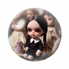 Cabochons en Verre Illustré Mercredi Gothique 12 à 25mm  pour la Création de Bijoux Fantaisie - DIY