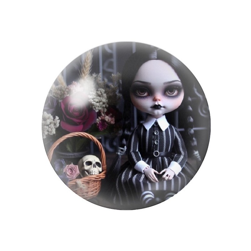 Cabochons en Verre Illustré Mercredi Gothique 12 à 25mm