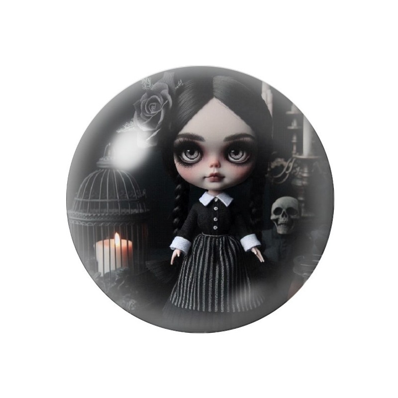 Cabochons en Verre Illustré Mercredi Gothique 12 à 25mm