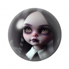 Cabochons en Verre Illustré Mercredi Blythe Gothique 12 à 25mm  pour la Création de Bijoux Fantaisie - DIY