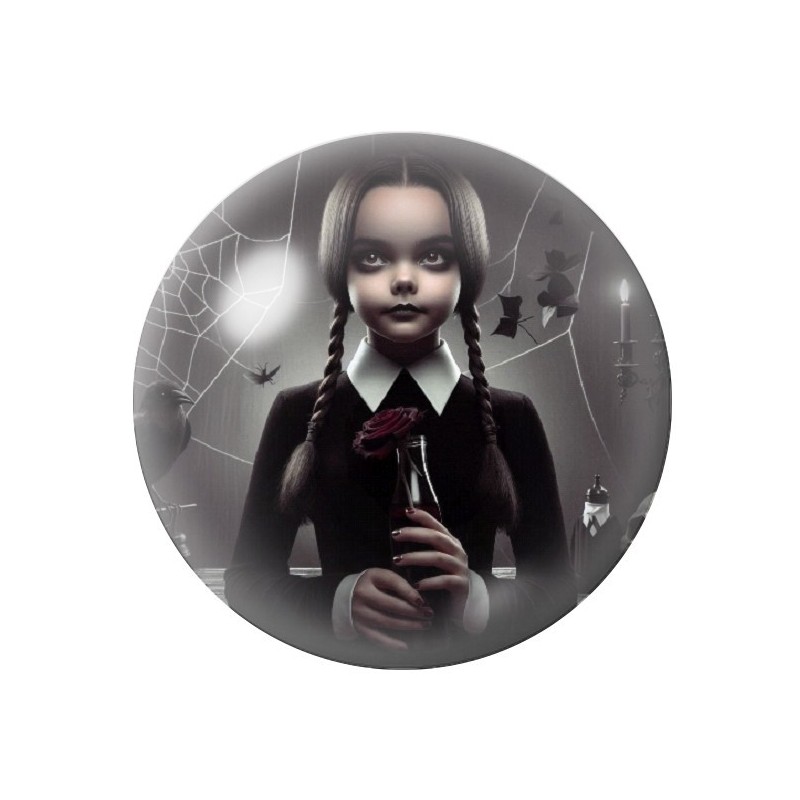 Cabochons en Verre Illustré Mercredi Gothique 12 à 25mm