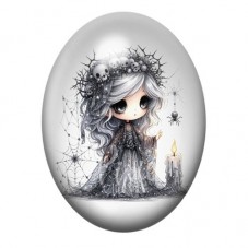 Cabochon en Verre Illustré Petite Fille Gothique 13x18, 18x25 ou 30x40mm  pour la Création de Bijoux Fantaisie - DIY