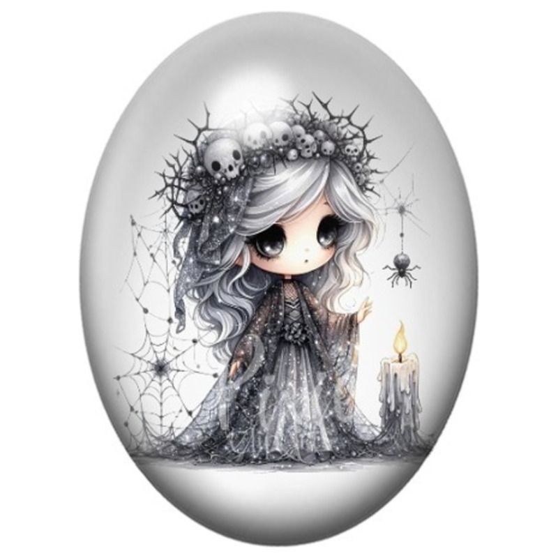 Cabochon en Verre Illustré Petite Fille à la Bougie 13x18, 18x25 ou 30x40mm